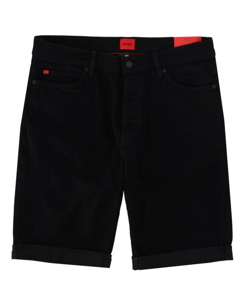HUGO Black Shorts With Patch Logo for men