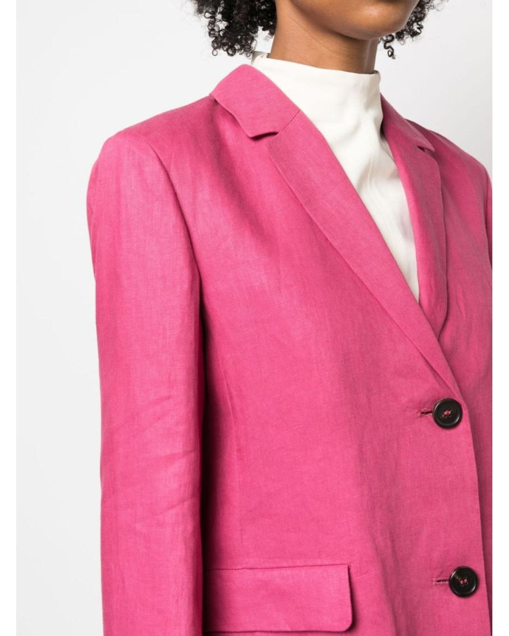 Max Mara Pink Single-Breasted Linen Blazer