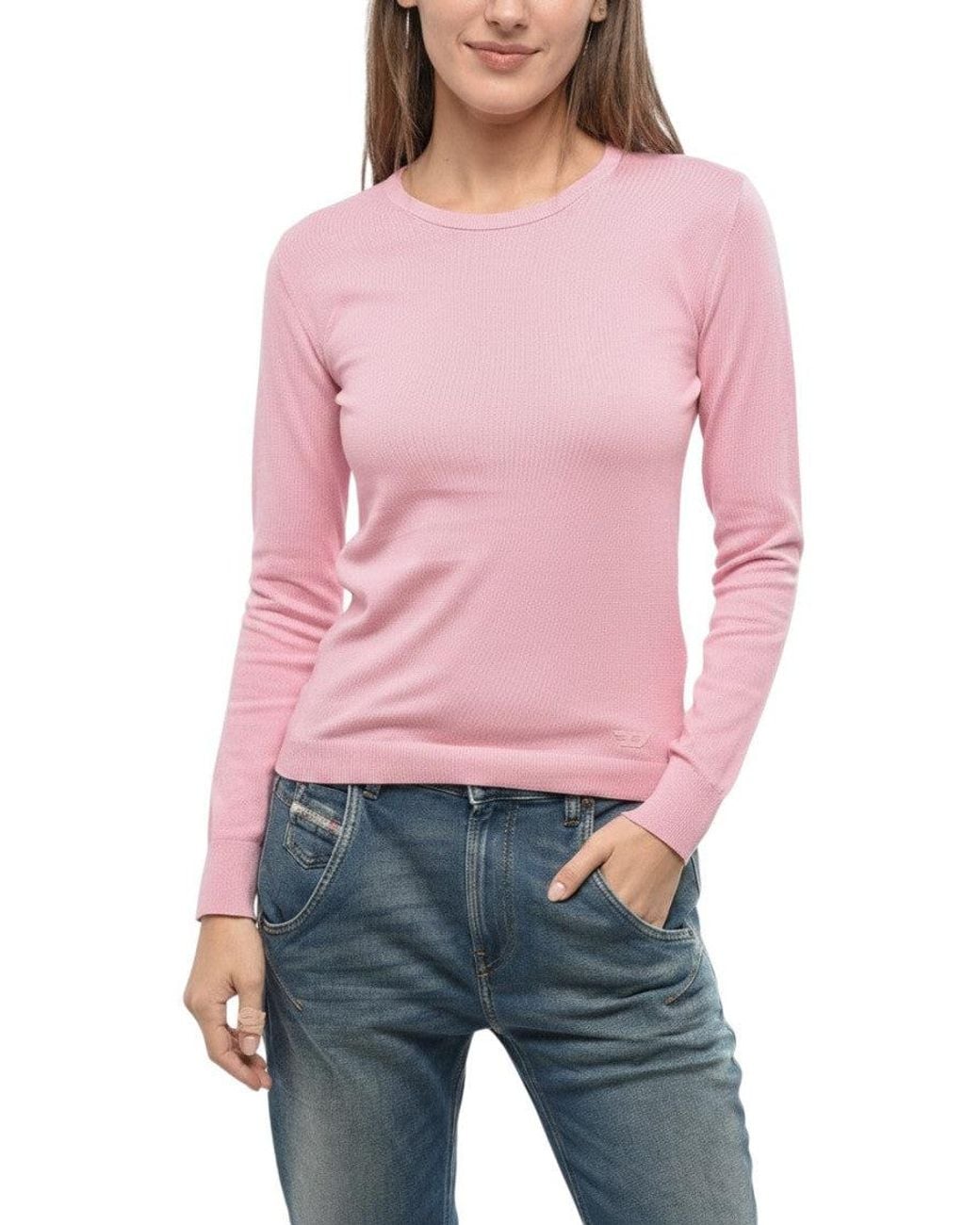 DIESEL Red Solid Crew Neck Sweater