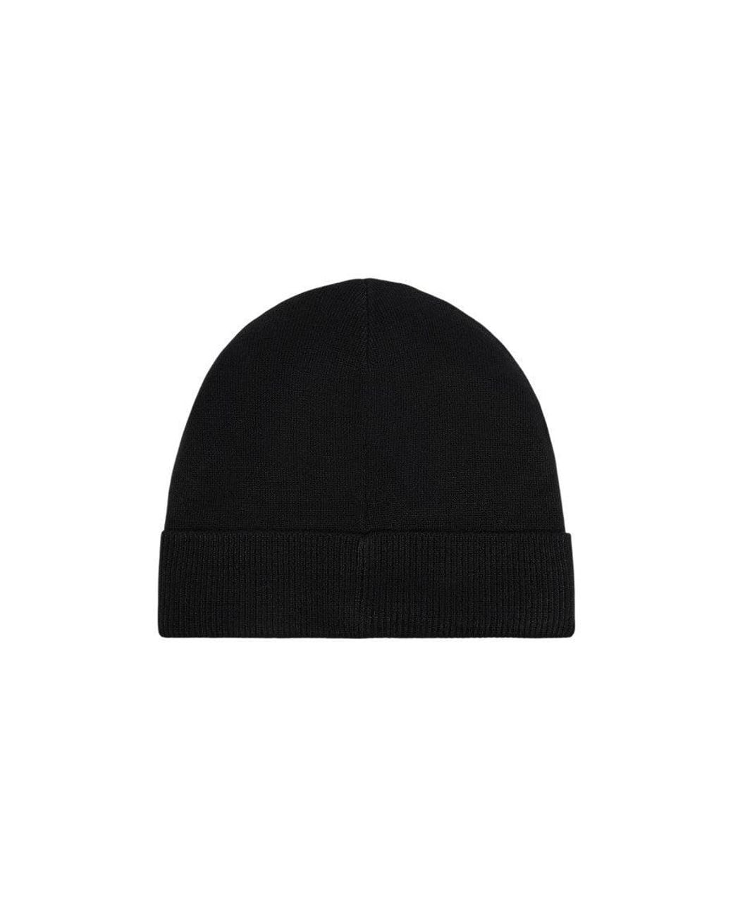 EA7 Black Logo Beanie Cap for men