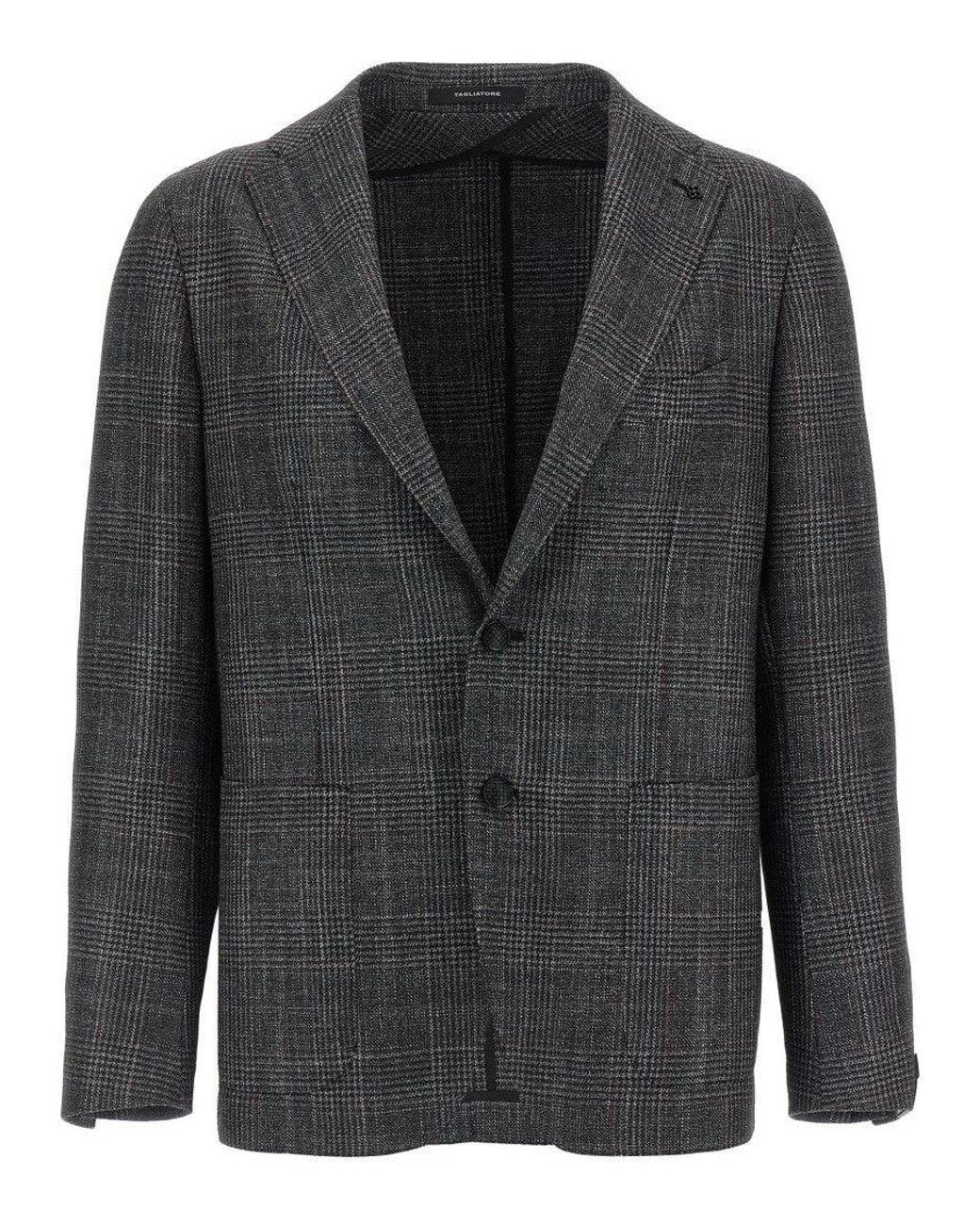 Tagliatore Black Check Patterned Blazer for men
