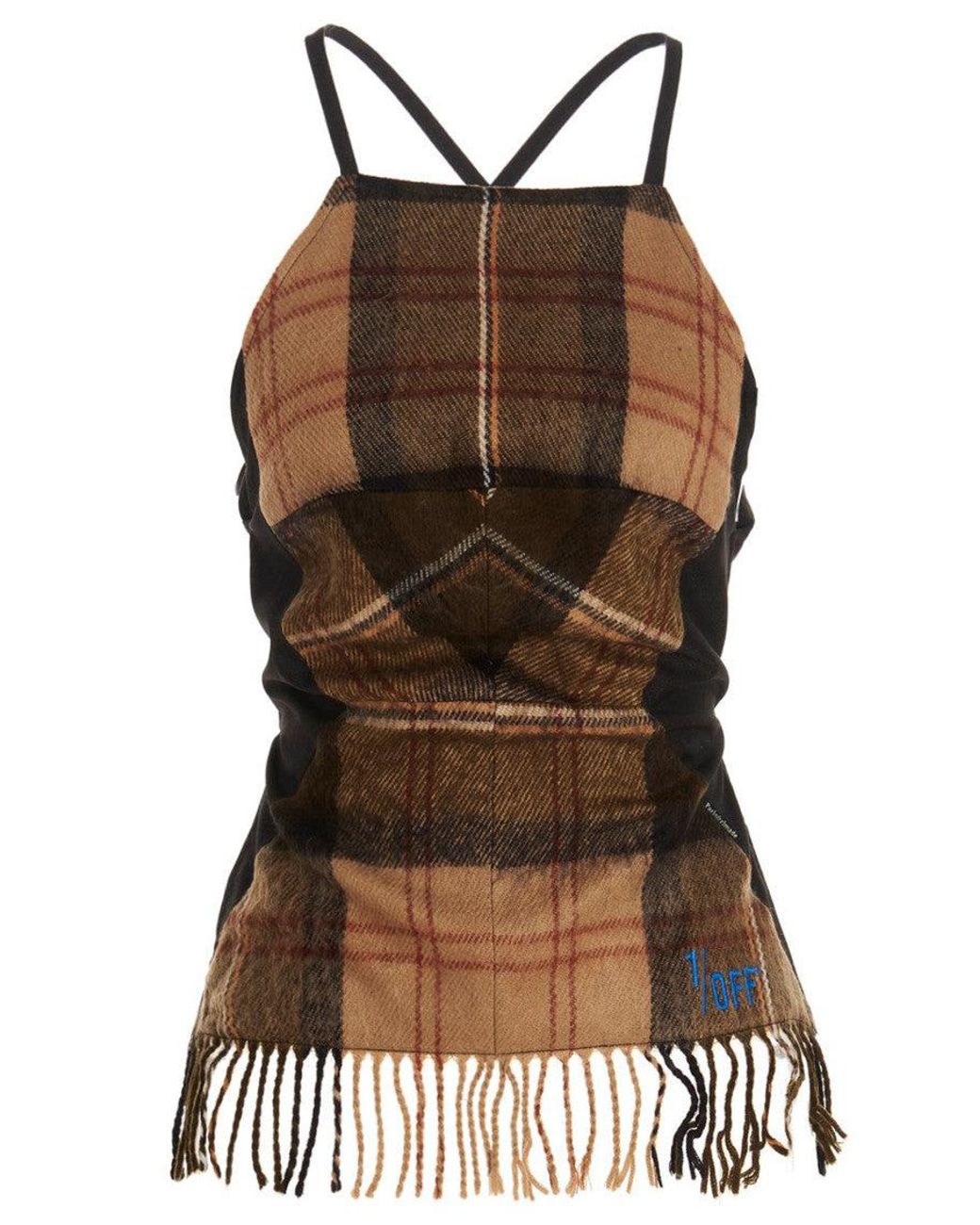 1/OFF Black Checked Scarf Top