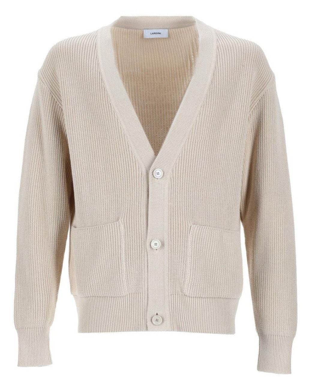 Lardini White Knitted V Neck Cardigan
