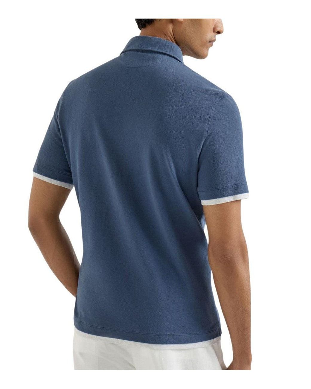 Brunello Cucinelli Blue Solid Polo for men