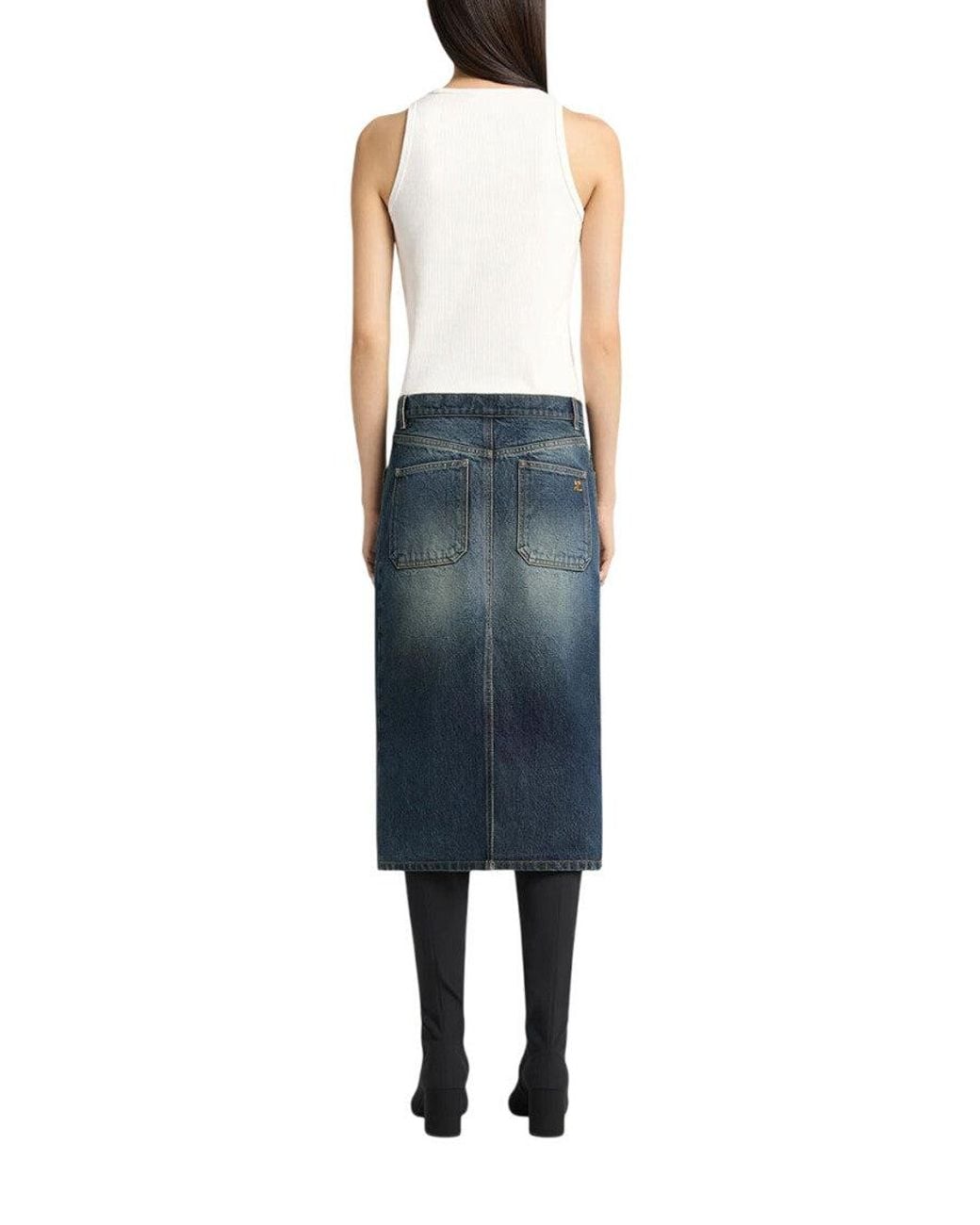 Courreges White Solid Scoop Neck Top