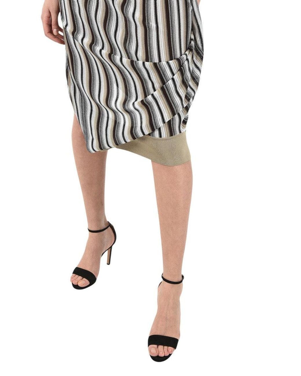 Bottega Veneta Multicolor Stripes V Neck Midi Dress