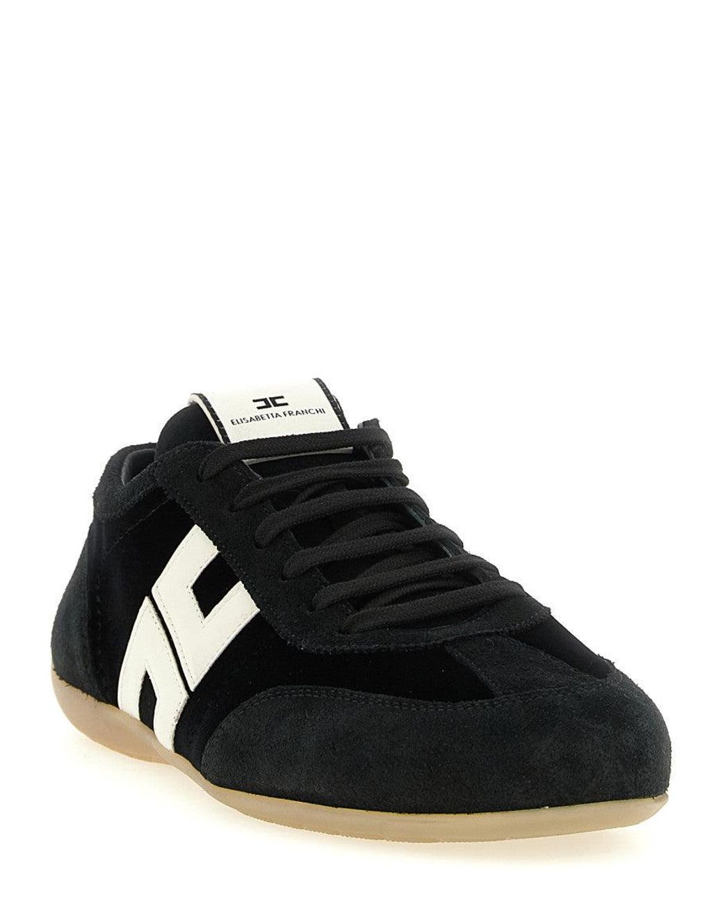 Elisabetta Franchi Black Nappa And Velvet Sneakers