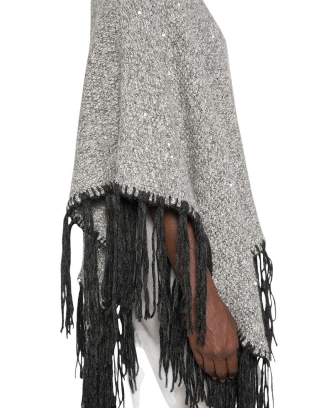 Peserico Gray Textured Mock Collar Sweater