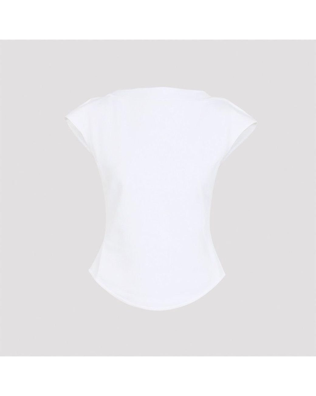 Alaïa White Boat-Neckline T-Shirt