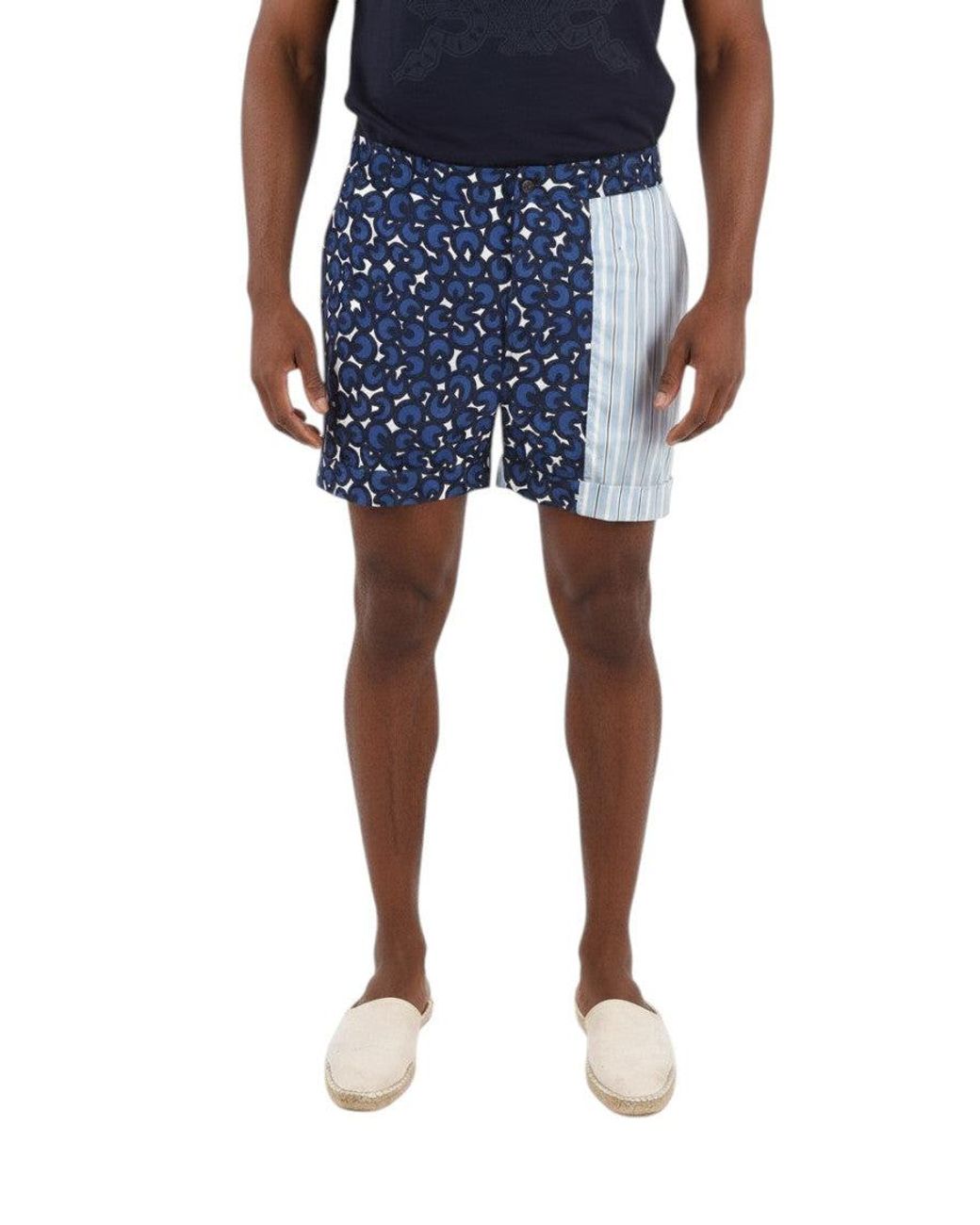 Neil Barrett Blue Printed Shorts for men