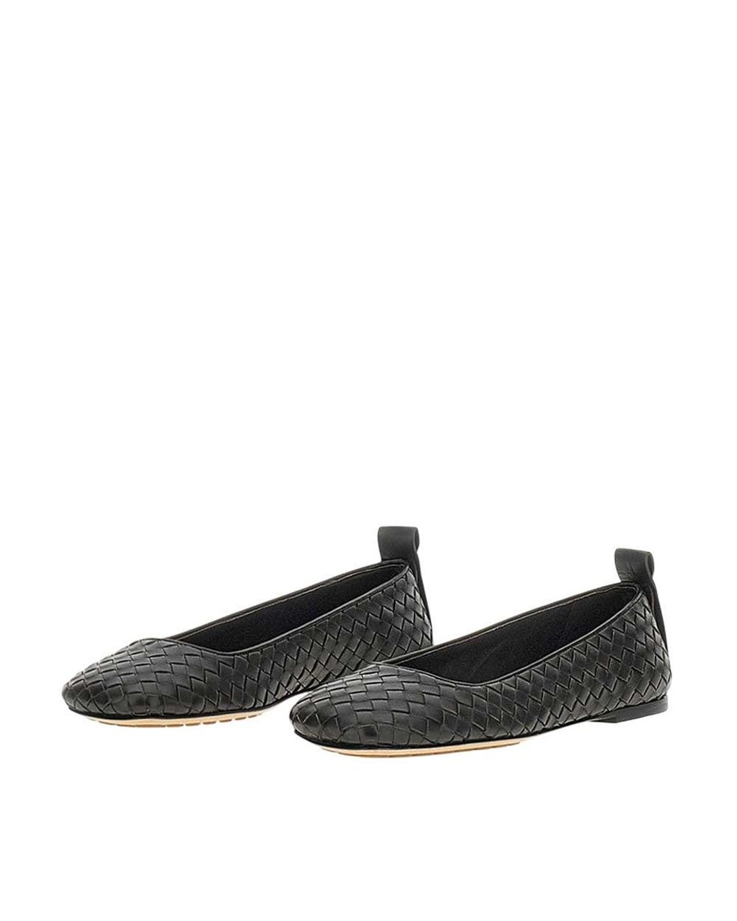 Bottega Veneta Black Leather Ballet Flats