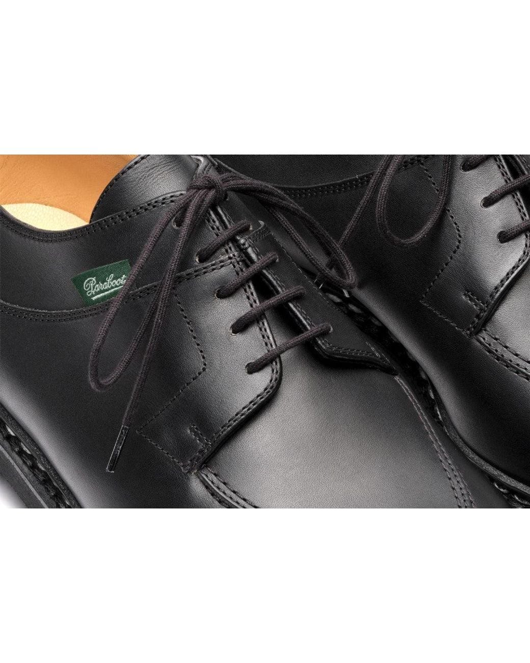 Paraboot Black Solid Avignon Lace Ups Shoes for men