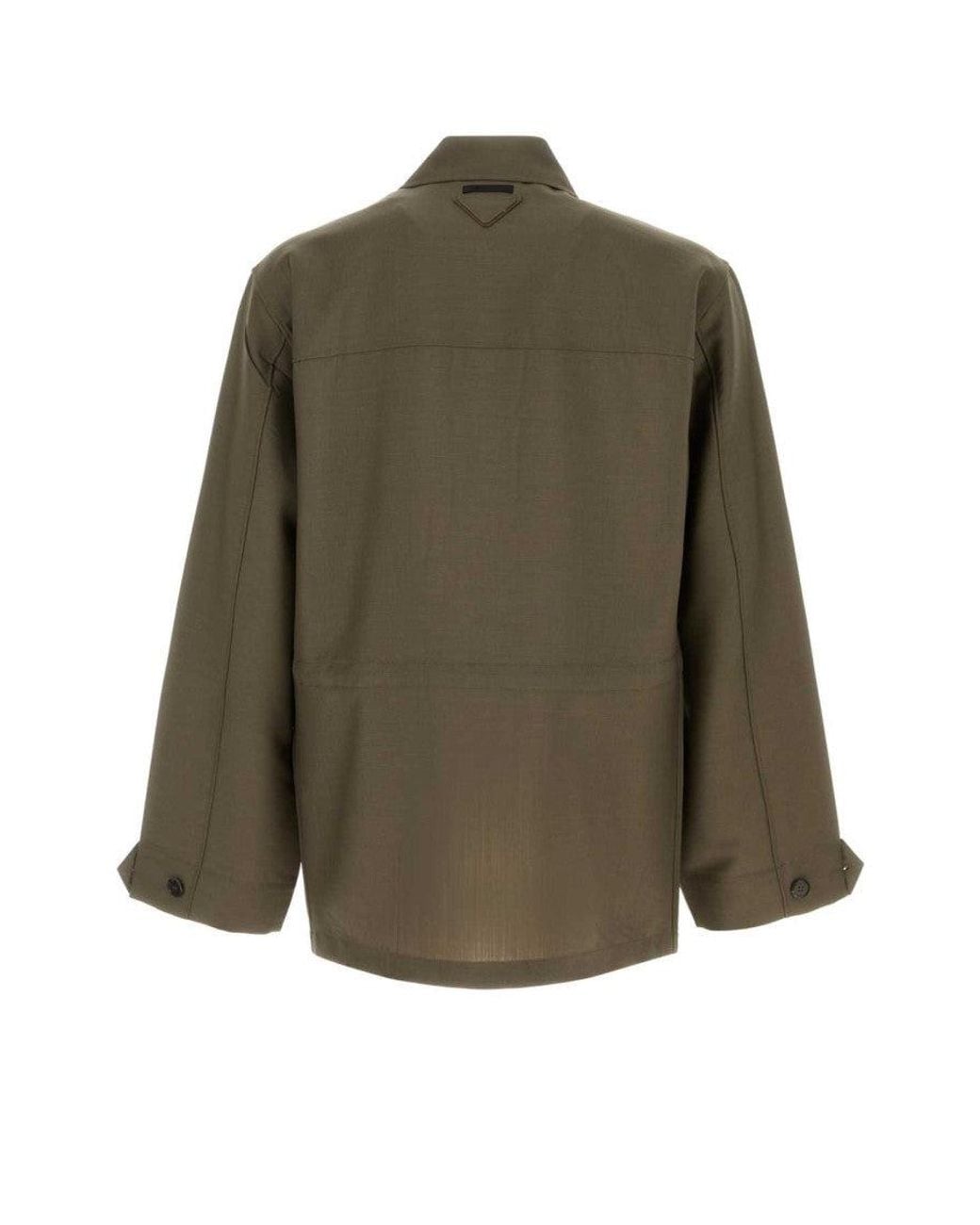 Prada Green Shirt Collar Jacket for men