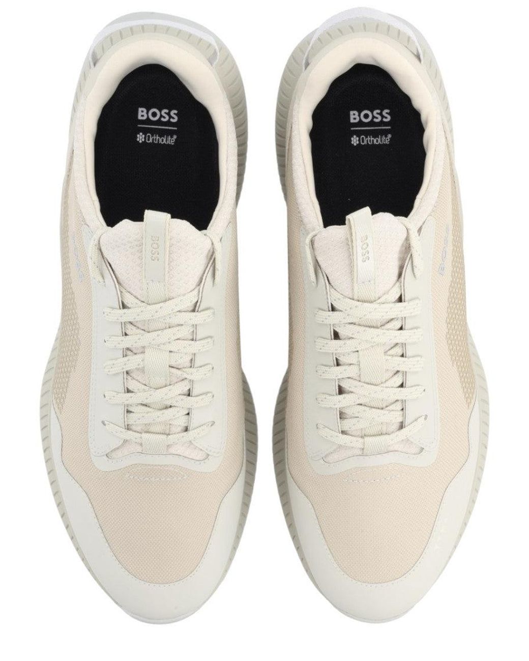 Boss White Lace Up Sneakers for men