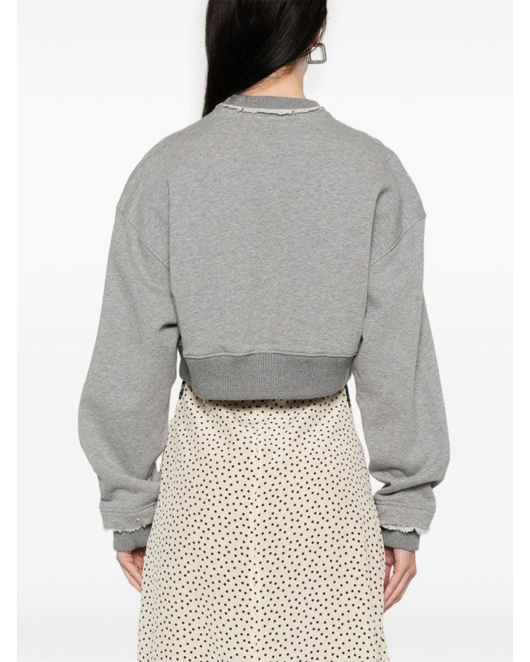 McQueen Gray Logo Cropped Sweatshirt