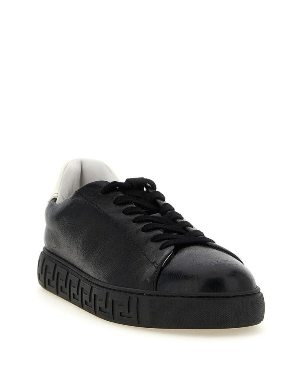 Versace Black Leather Sneakers for men