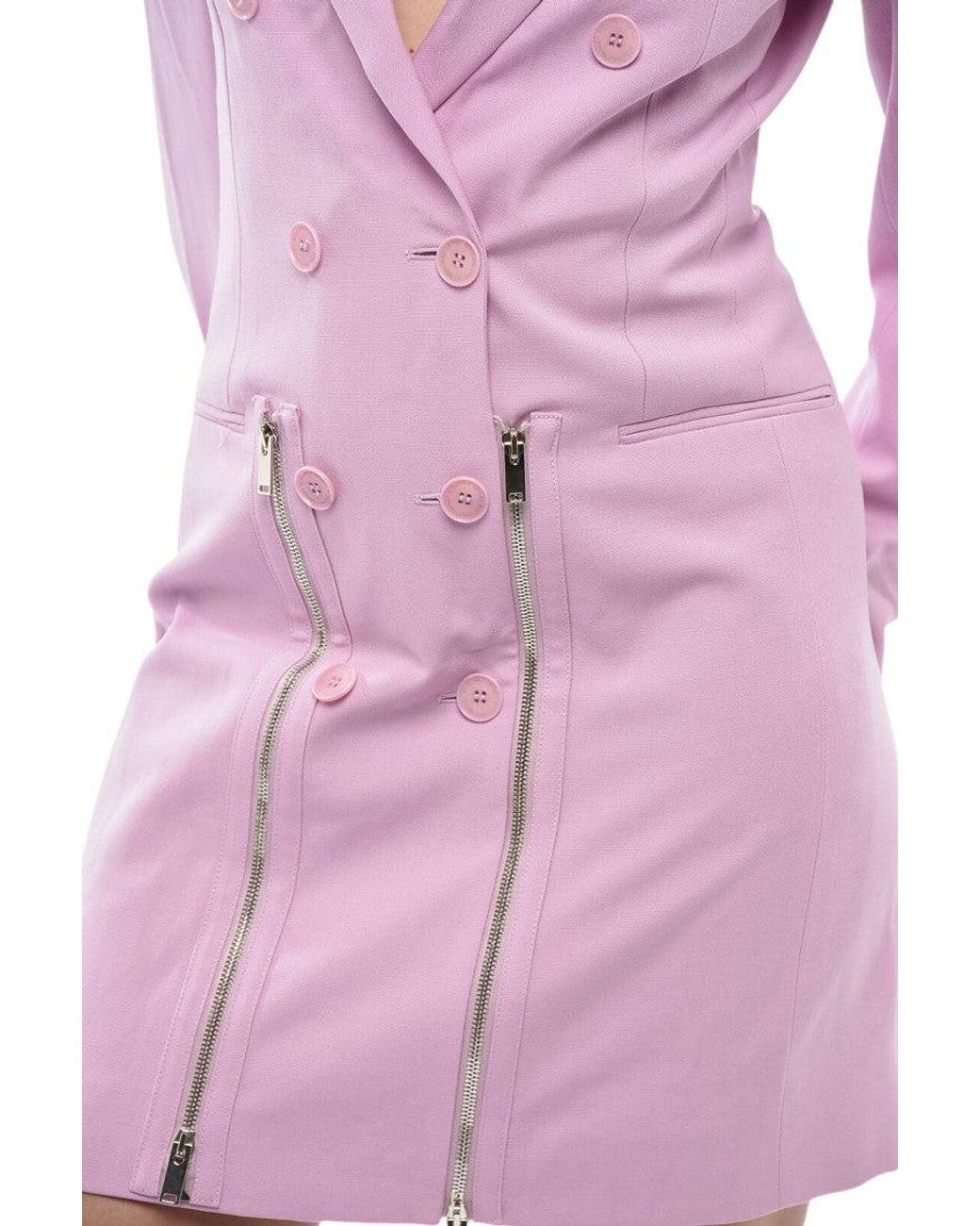 Stella McCartney Pink Solid Peaked Lapel Mini Dress