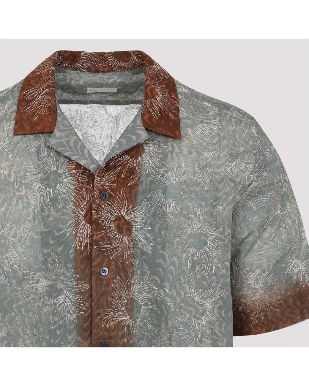 Dries Van Noten Gray Embroidery Shirt for men