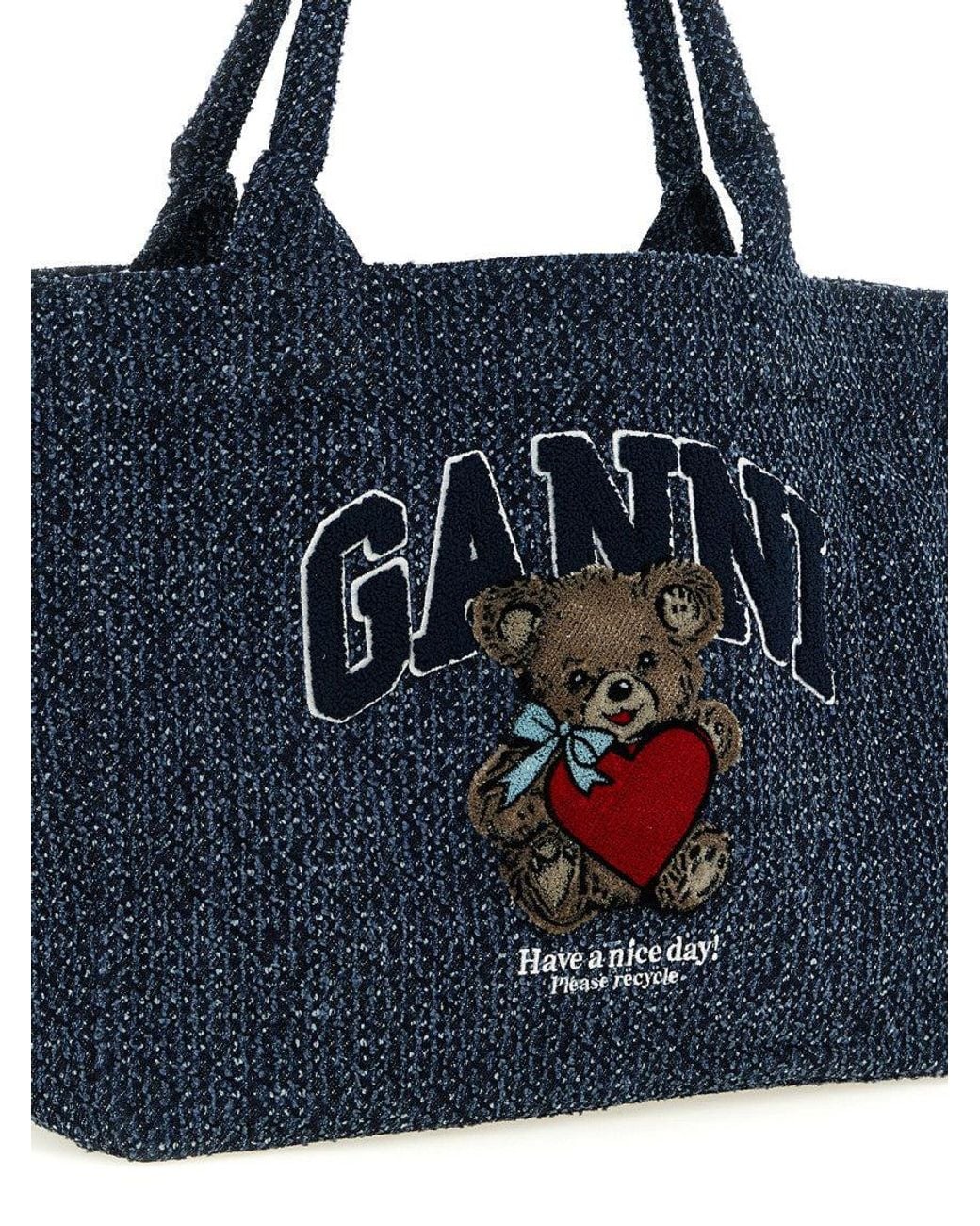 Ganni Blue Bear Medium Tote