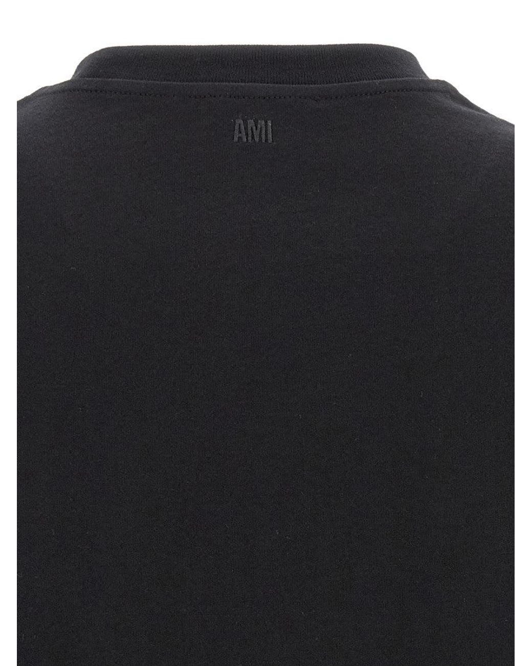 AMI Black Cotton T-Shirt