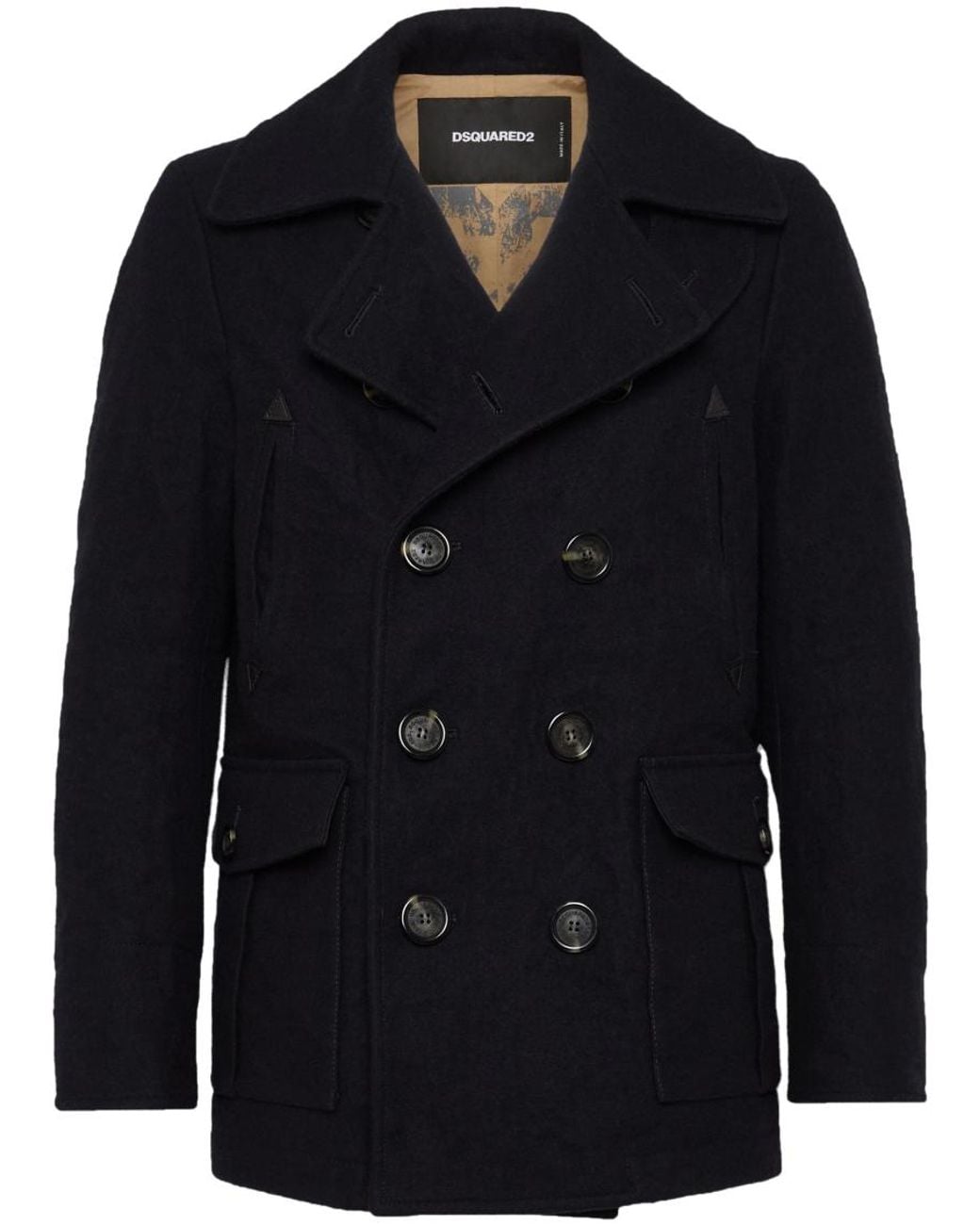 DSquared² Blue Dark Wool Coat for men