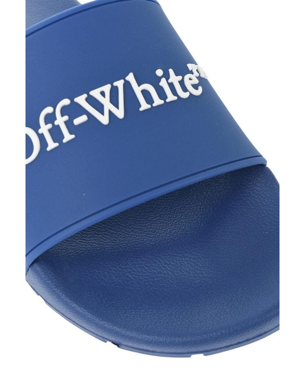 Off-White c/o Virgil Abloh Blue Logo Embossed Slides