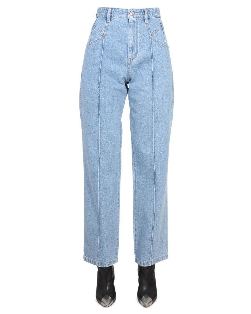 Isabel Marant Blue High-Rise Mini Jeans With Front Button Closure