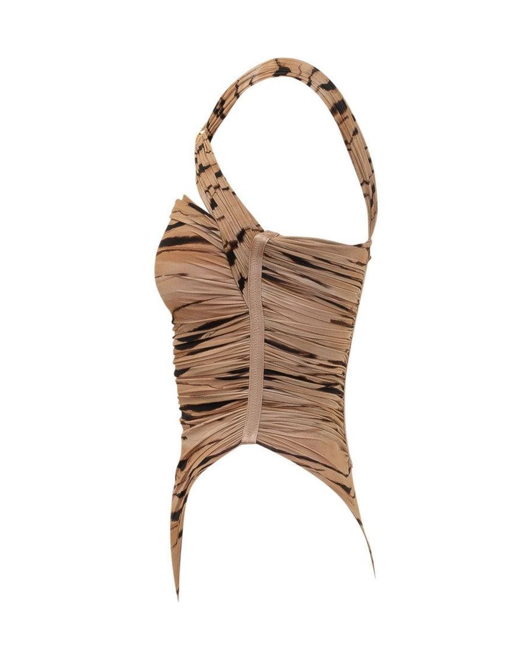Elisabetta Franchi Brown Printed Halter Neck Top
