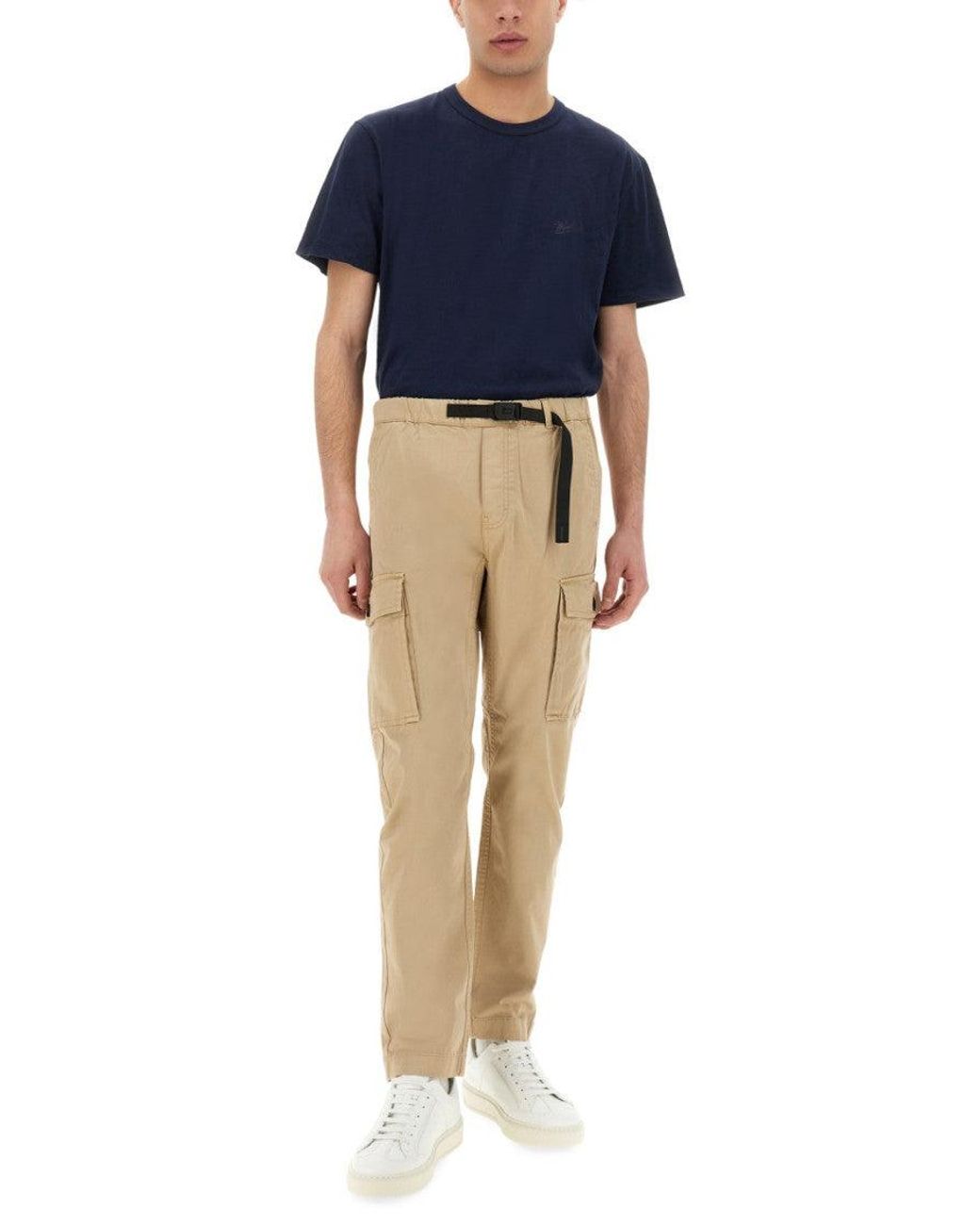 Woolrich Natural Tapered Cargo Pants for men