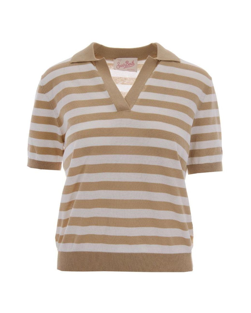 Mc2 Saint Barth White Stripes Shirt Collar Polo