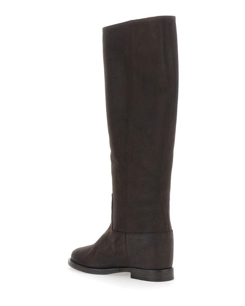 Via Roma 15 Black Knee-Leather High Boots