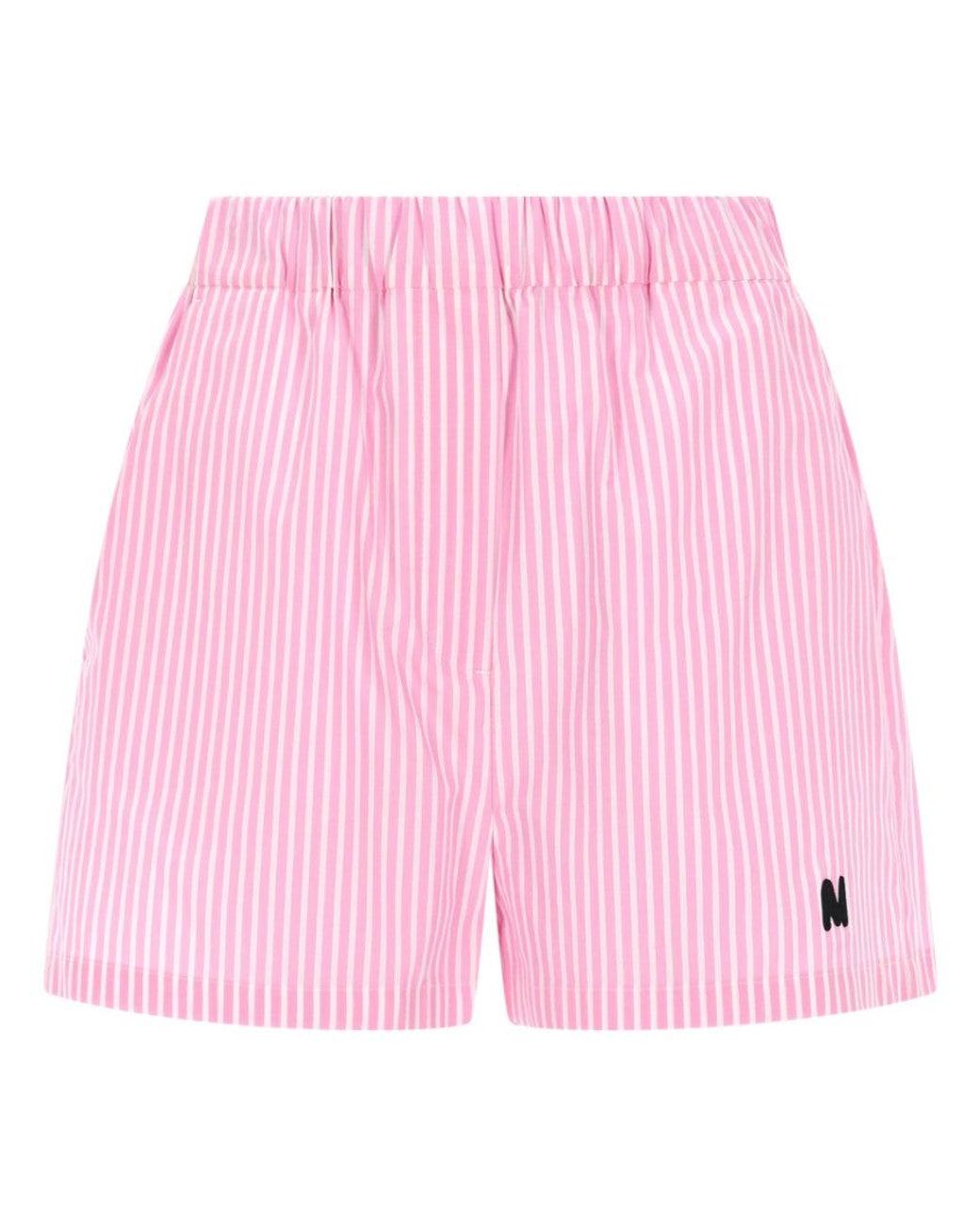 MSGM Pink Cotton Stripes Shorts
