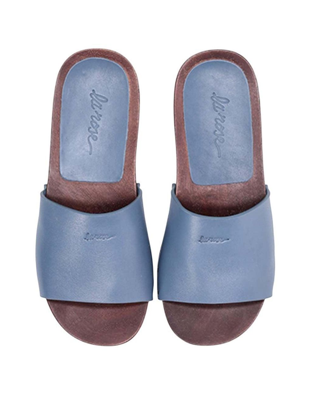LA ROSE Blue Slip-On Sandals