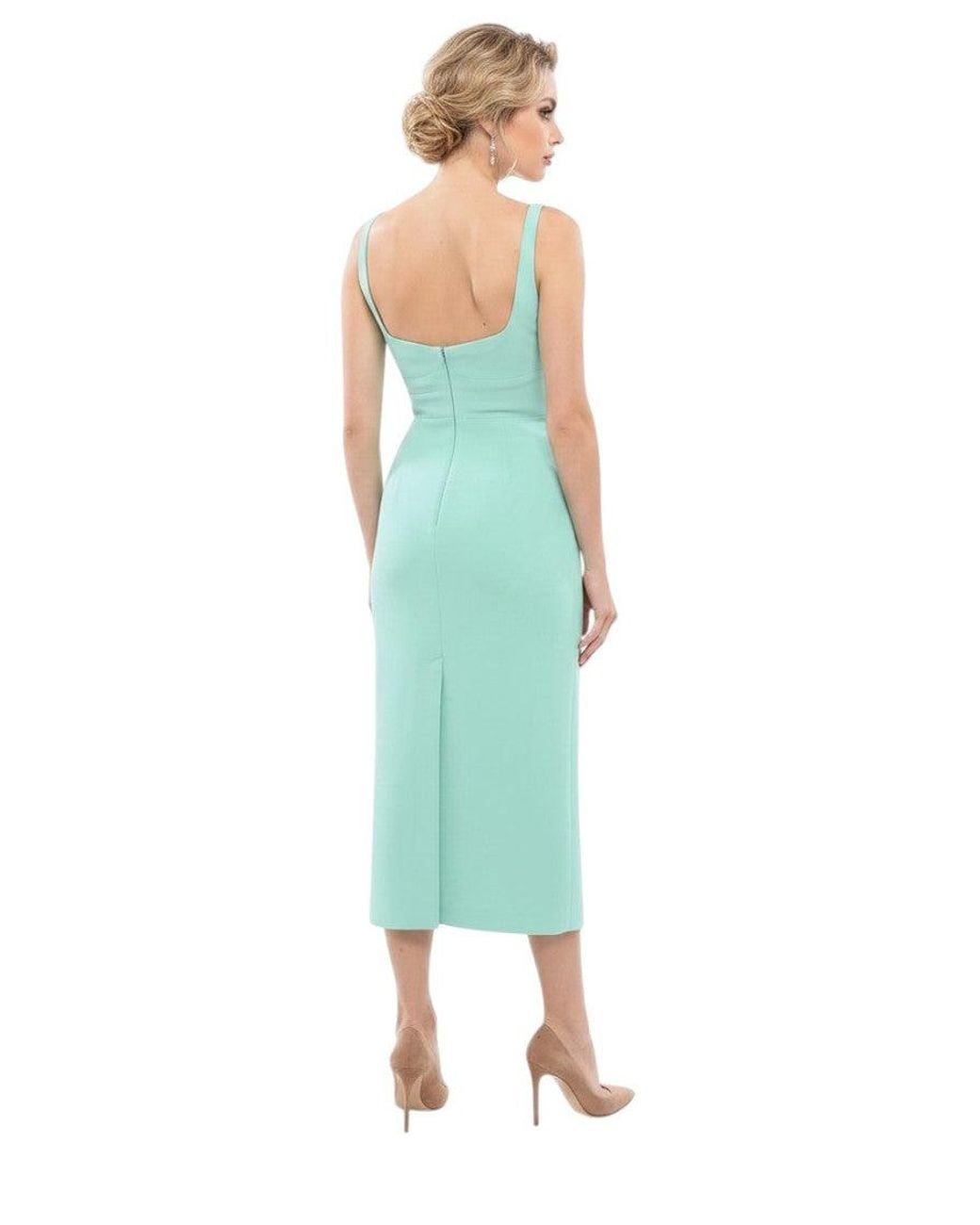 David Koma Green Sweet Heart Neck Midi Dress