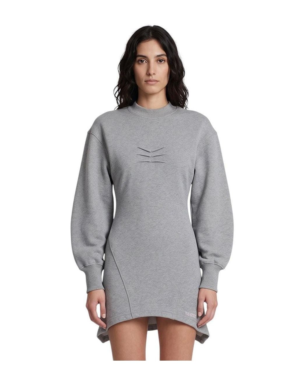 The Attico Gray Crew Neck Mini Dress