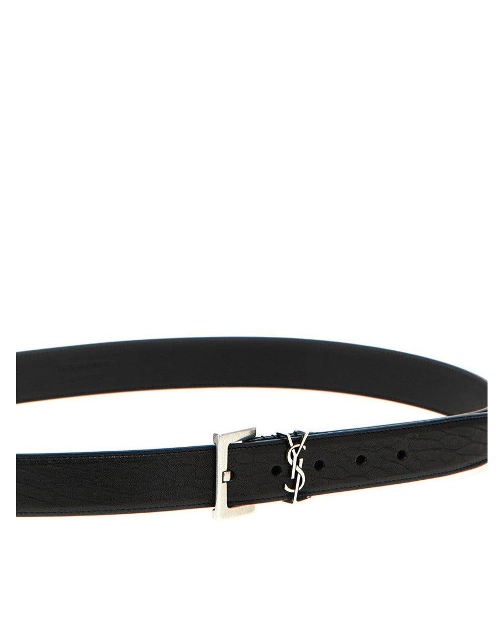Saint Laurent Black Cassandre Belt for men