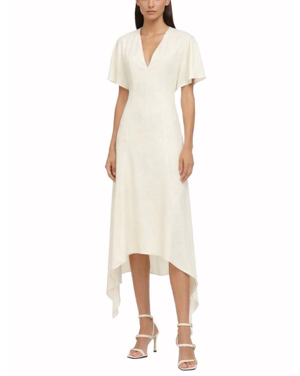 Stella McCartney White V Neck Midi Dress
