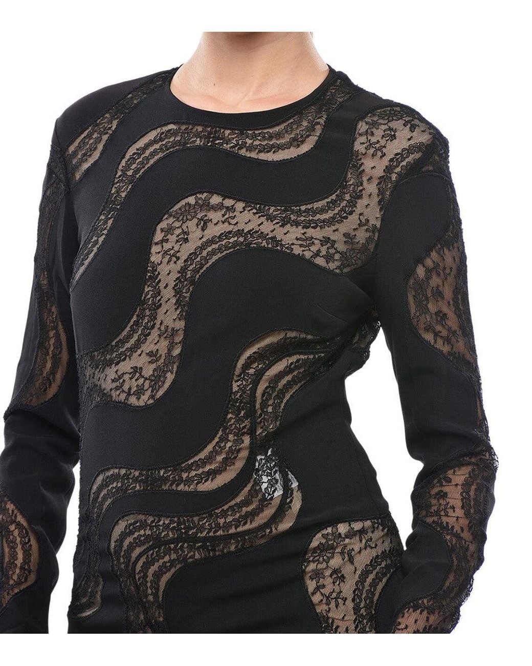 Stella McCartney Black Abstract Round Neck Mini Dress