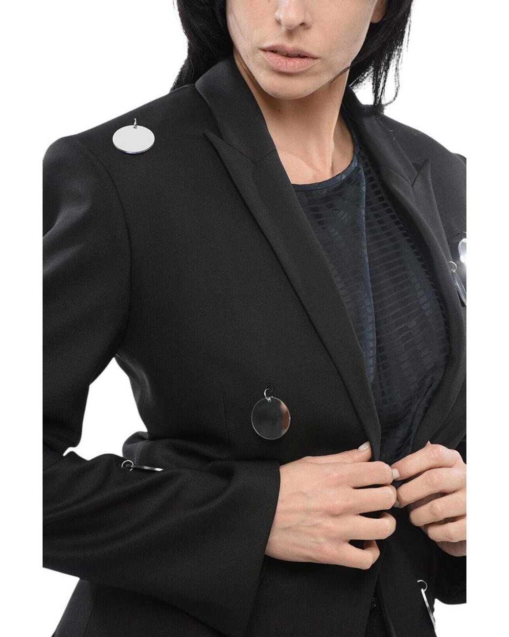 David Koma Black Embellished Peaked Lapel Blazer