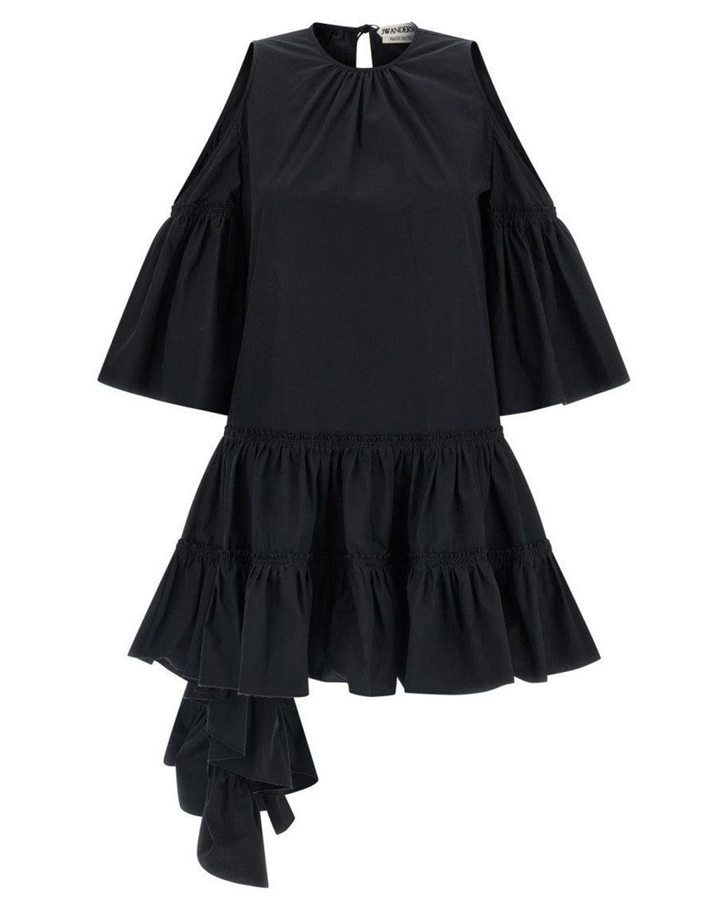 J.W. Anderson Black Crew Neck Ruffles Mini Dress