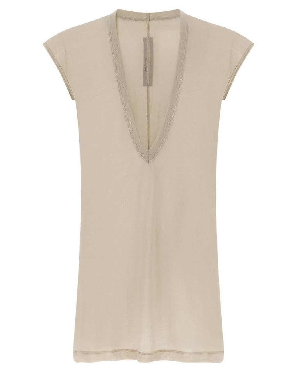 Rick Owens Natural Solid V Neck T-Shirt for men