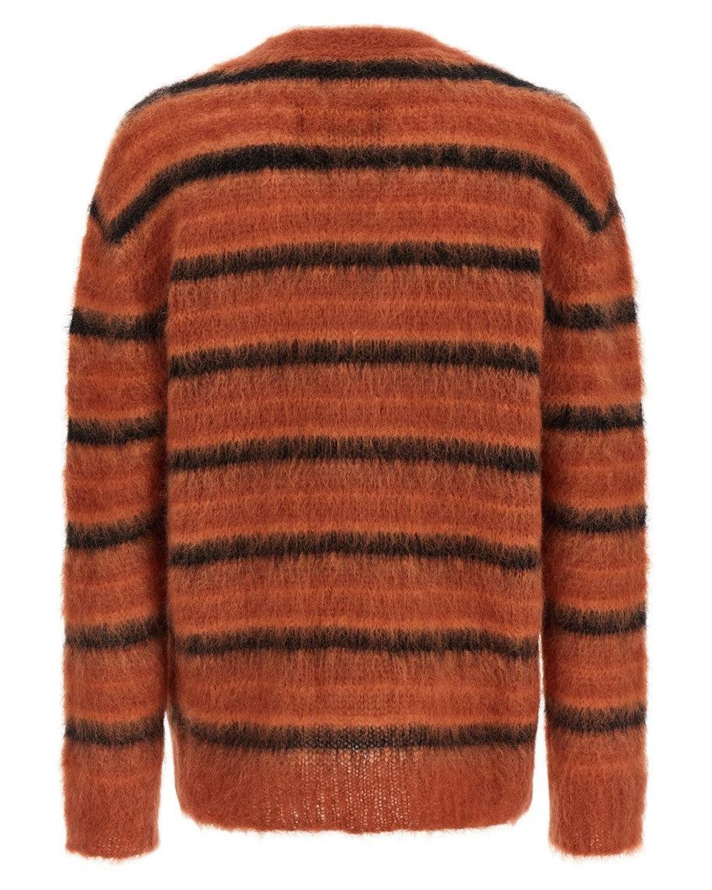 Marni Brown Brushed Striped Cardigan for men