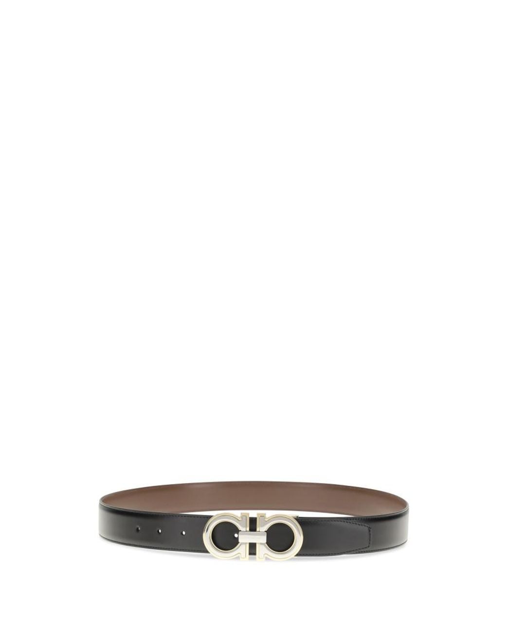 Ferragamo White Gancini Solid Reversible Belt for men