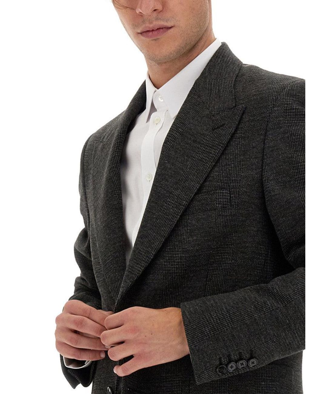 Dolce & Gabbana Black Dark Peaked Lapel Blazer for men