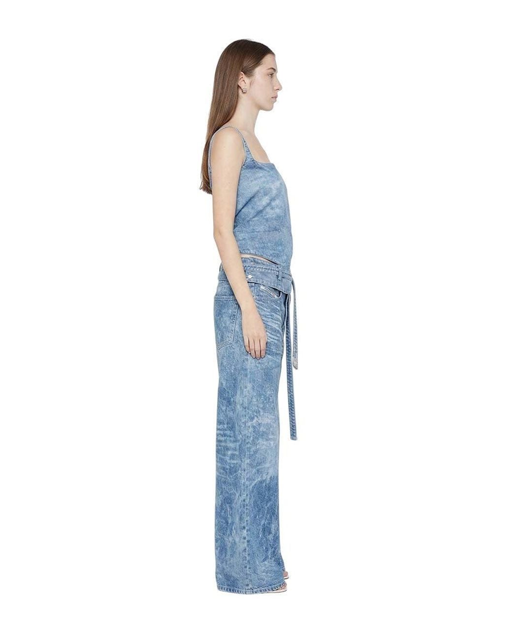 DIESEL Blue Light Square Neck Top