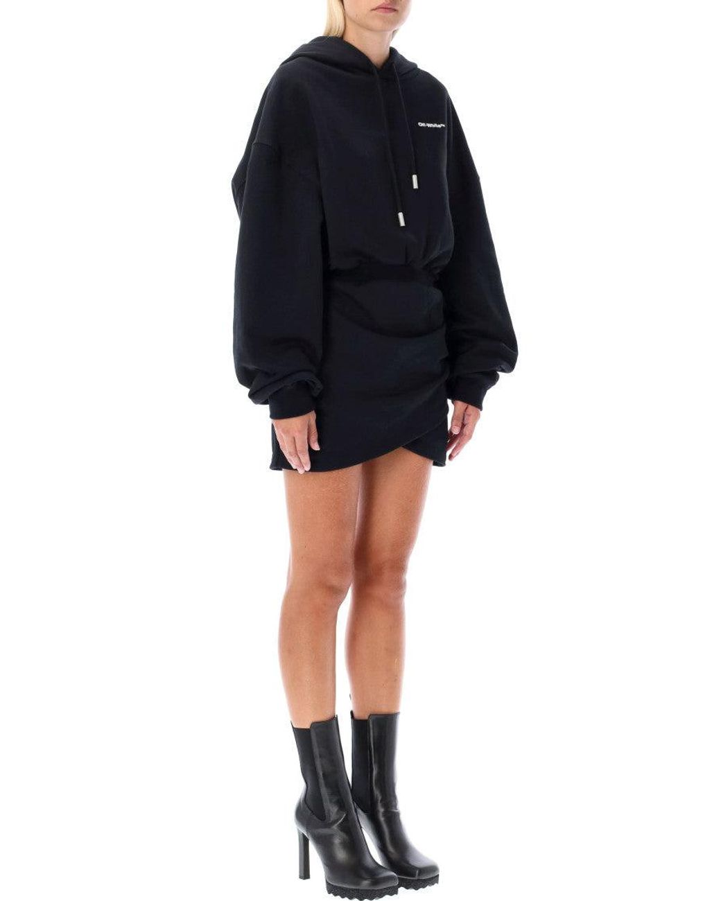 Off-White c/o Virgil Abloh Black Logo Hood Mini Dress