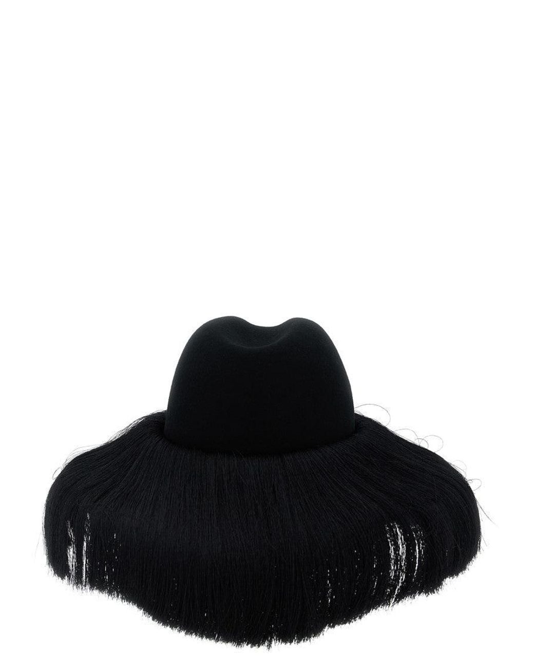 Comme des Garçons Black Wool Fringe Fedora