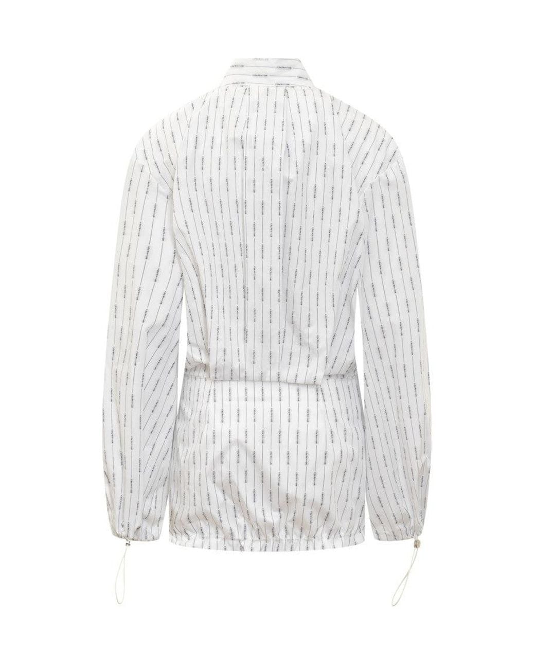 The Attico White Stripes Shirt Collar Mini Dress