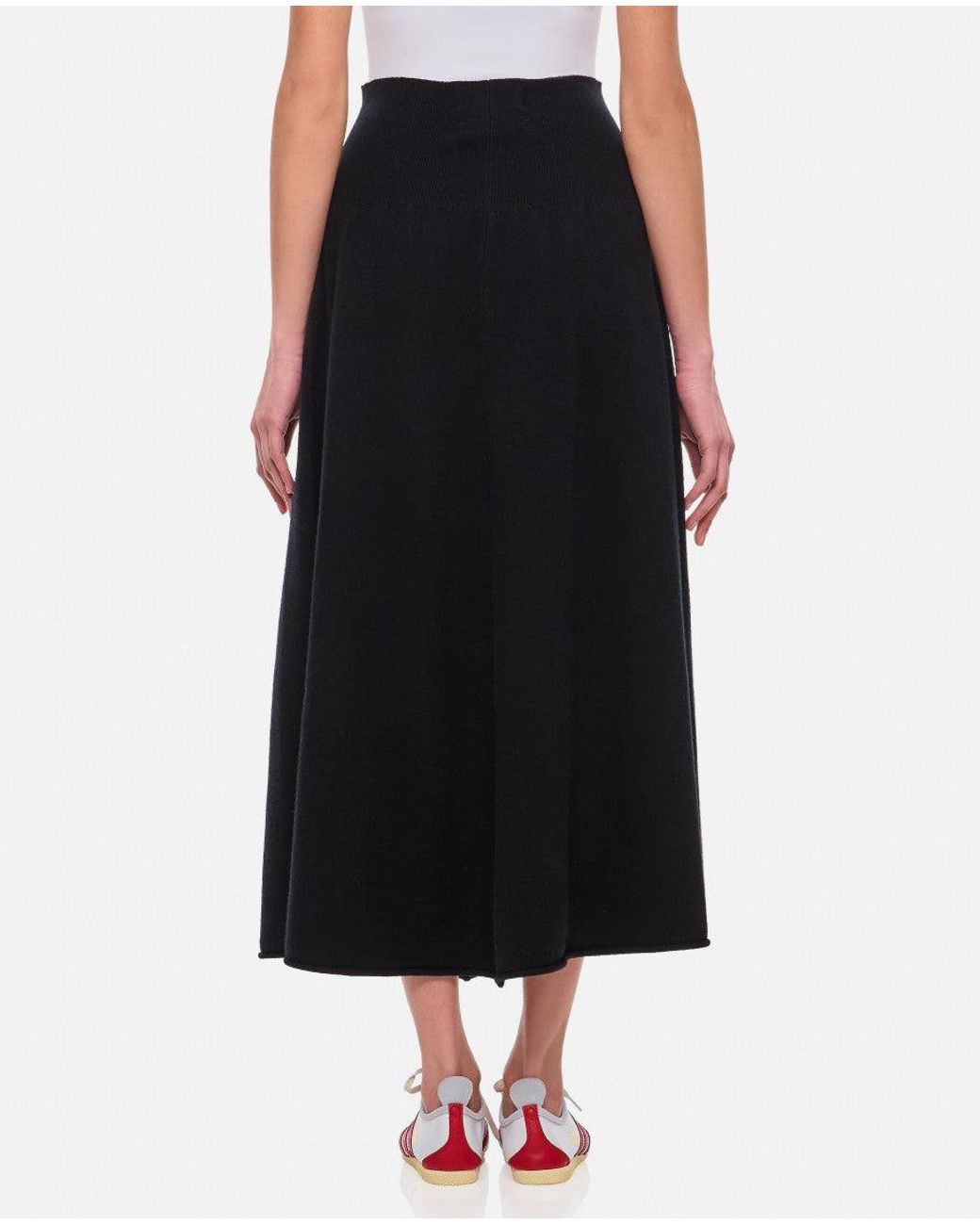 Extreme Cashmere Black Solid Midi Skirt