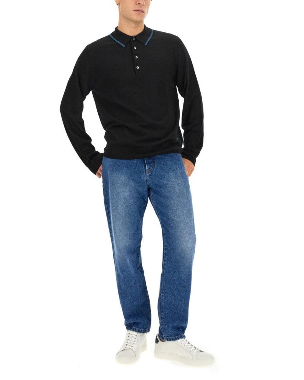 Paul Smith Black Shirt Collar Polo for men